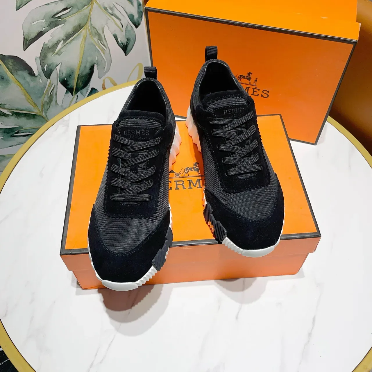 Hermès H Cut Black Mesh Suede Lifestyle Sneakers 6