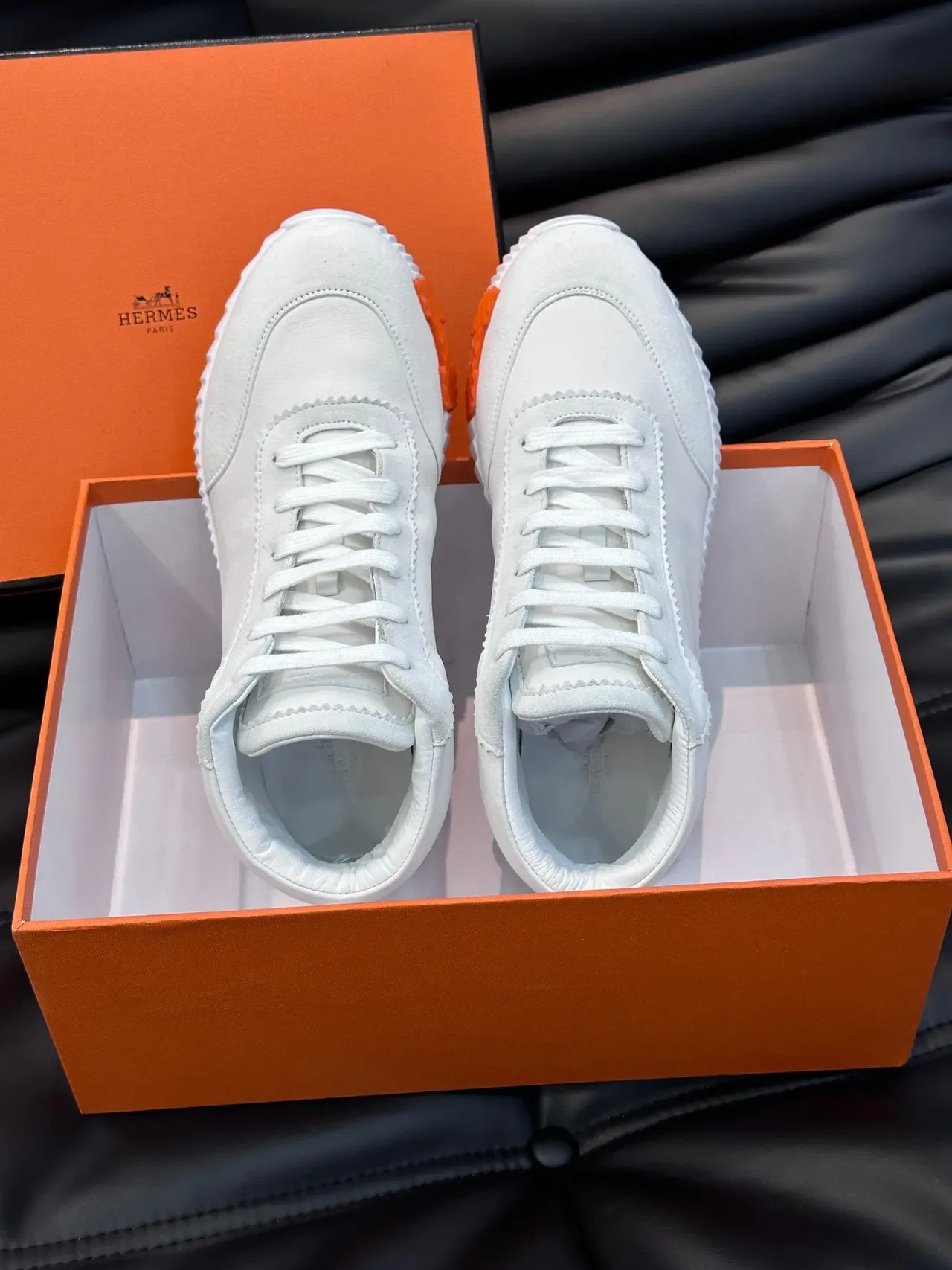 Hermès H Cut White and Red Lifestyle Sneakers 4