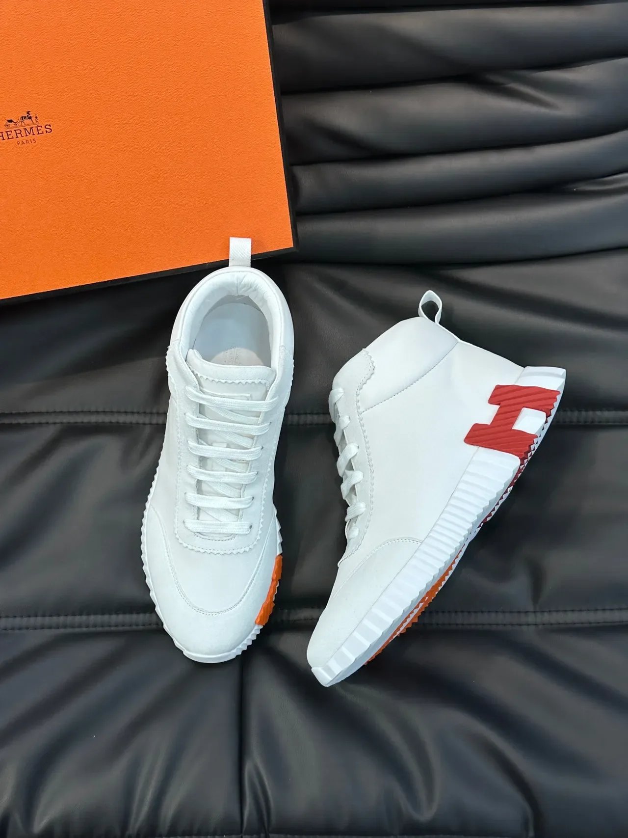 Hermès H Cut White and Red Lifestyle Sneakers 8