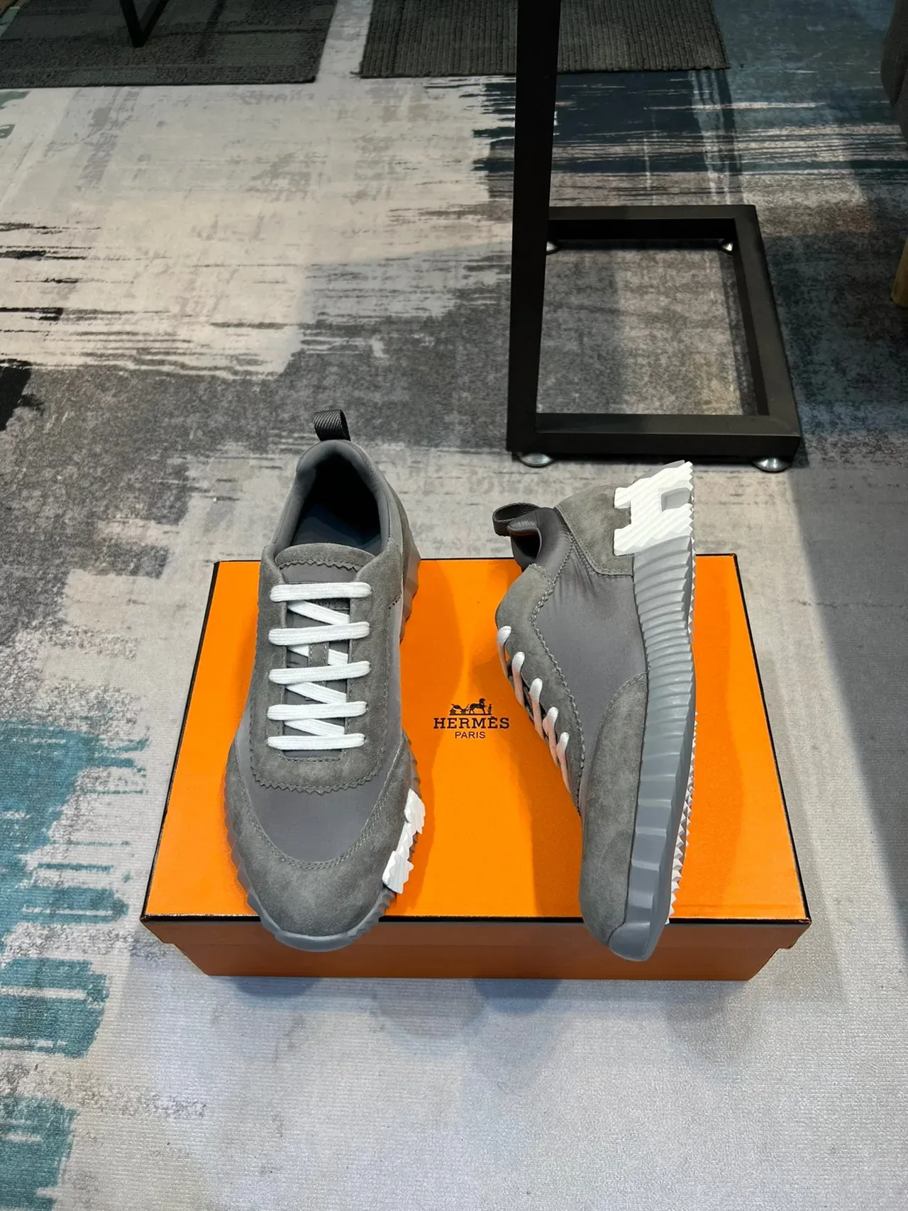 Hermès H-Ride Gray Suede and Nylon Lifestyle Sneakers 4