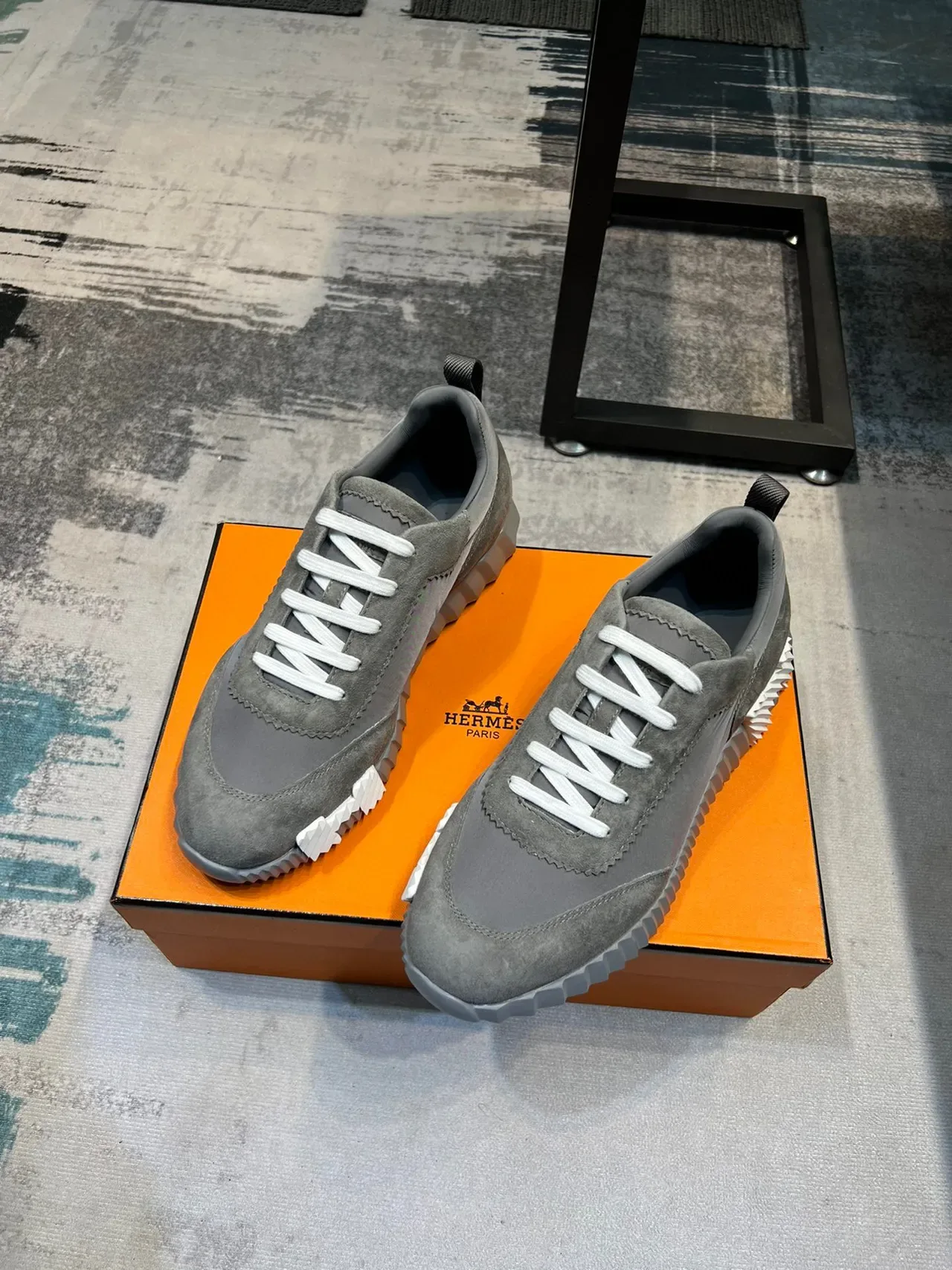 Hermès H-Ride Gray Suede and Nylon Lifestyle Sneakers 5