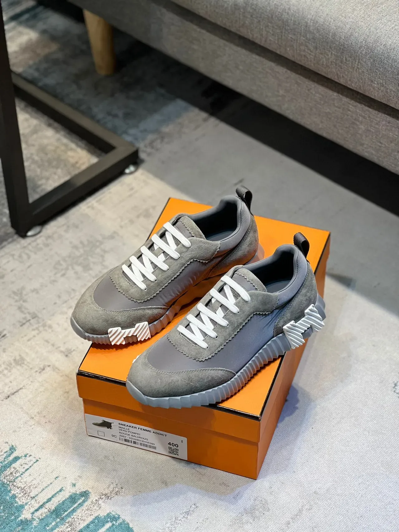 Hermès H-Ride Gray Suede and Nylon Lifestyle Sneakers 7