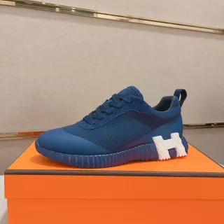 Hermès H-Ride নেভি ব্লু মেশ-সুয়েড লাইফস্টাইল স্নিকার