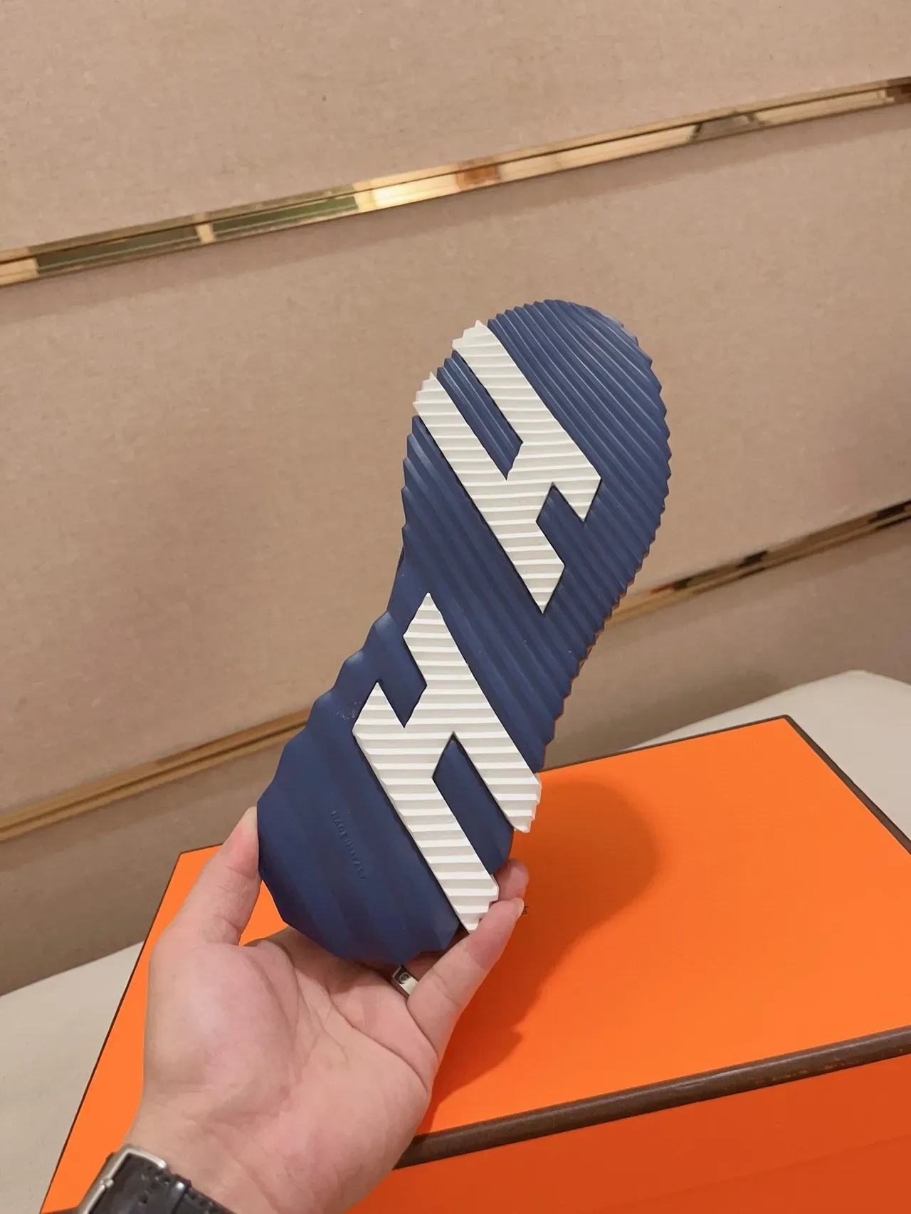 Hermès H-Ride Navy Blue Mesh-Suede Lifestyle Sneaker 2