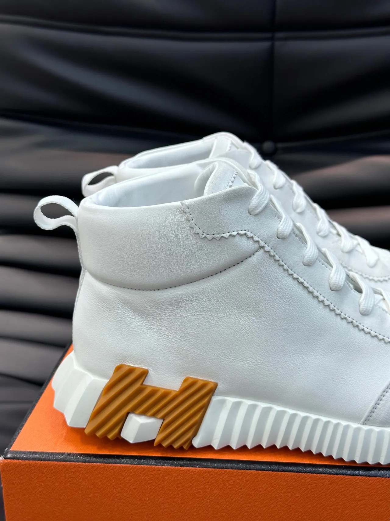 Hermès H-Ride White and Tan Lifestyle Sneakers 6