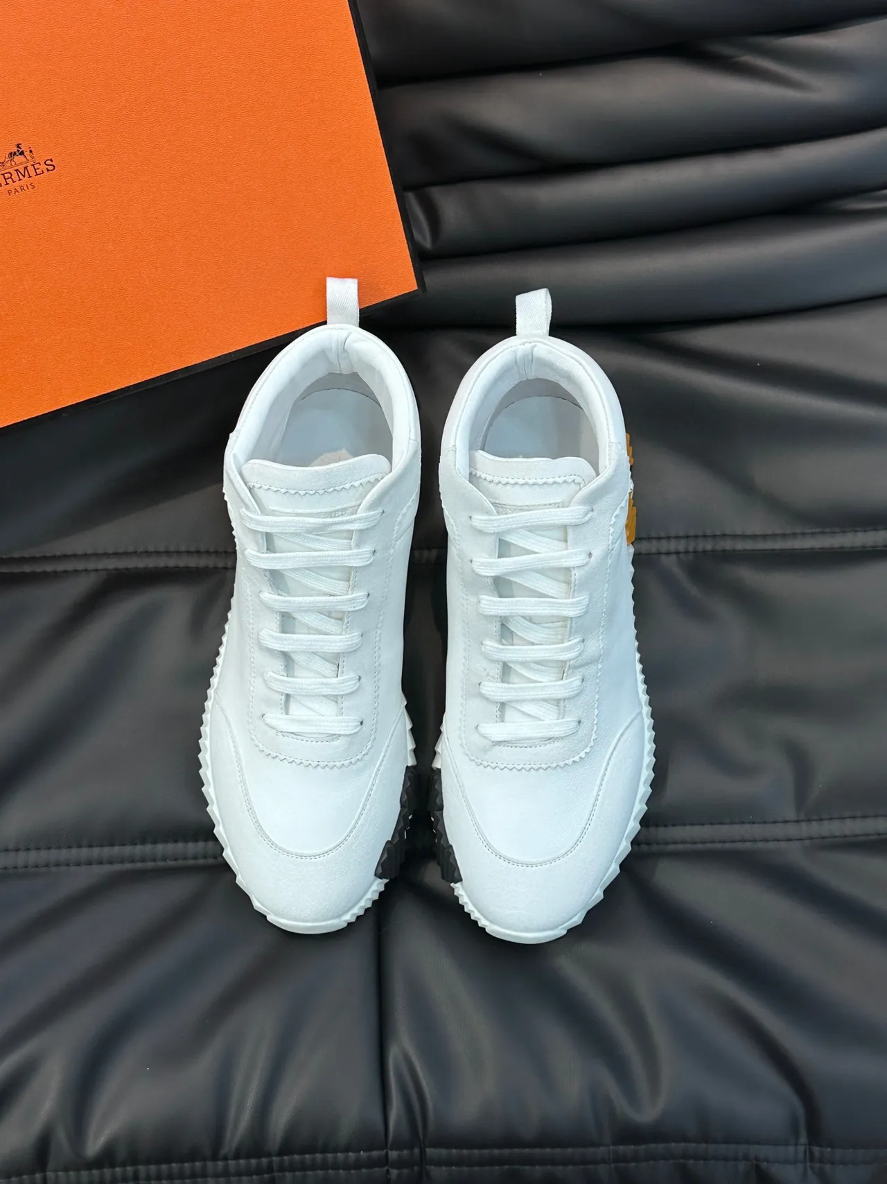 Hermès H-Ride White and Tan Lifestyle Sneakers 9