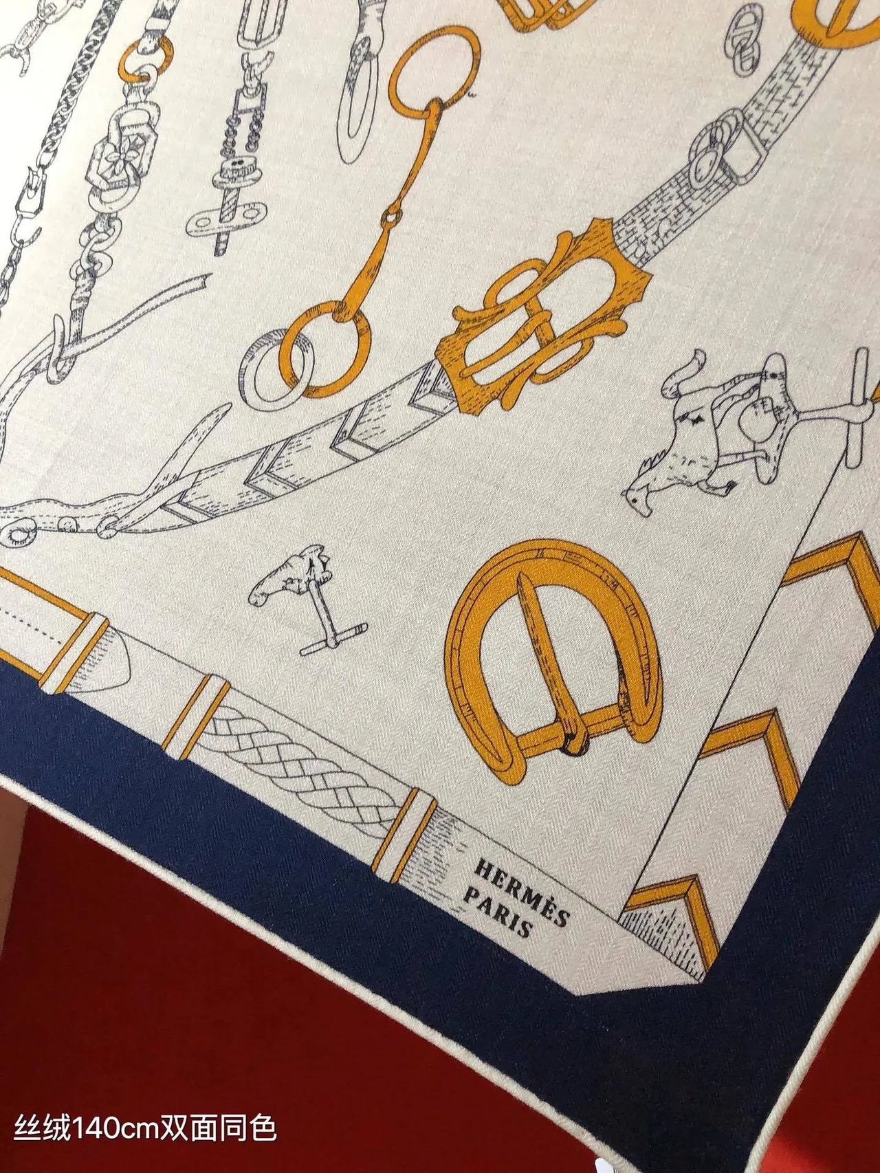 Hermès Les Éléments भूरा नेवी घुड़सवार मोटिफ प्रिंट बॉर्डर रेशम स्कार्फ 6