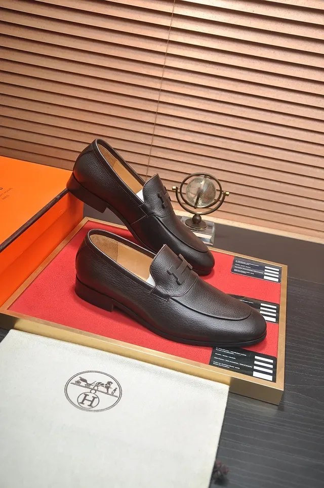Hermès Oran Loafer Cuir Pebbled Marron Foncé 4
