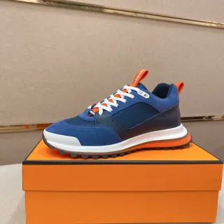Hermès Oran Sneaker 蓝色橙色白色生活方式运动鞋