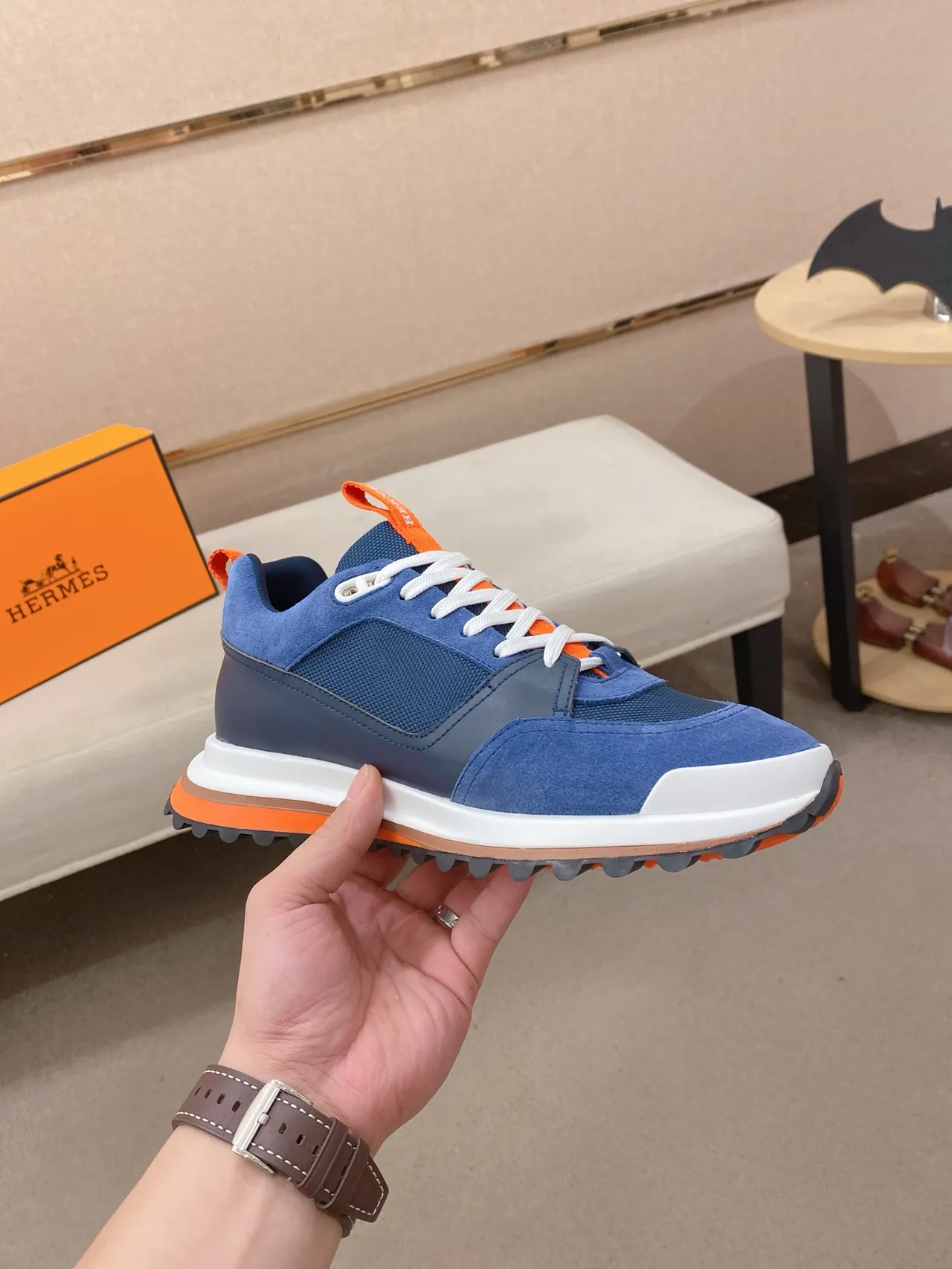Hermès Oran Sneaker Blue Orange White Lifestyle Sneakers 4