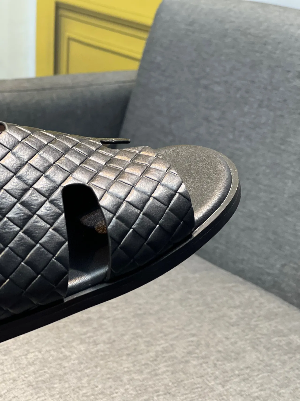 Hermès Oran Woven Leather Black Slippers 3