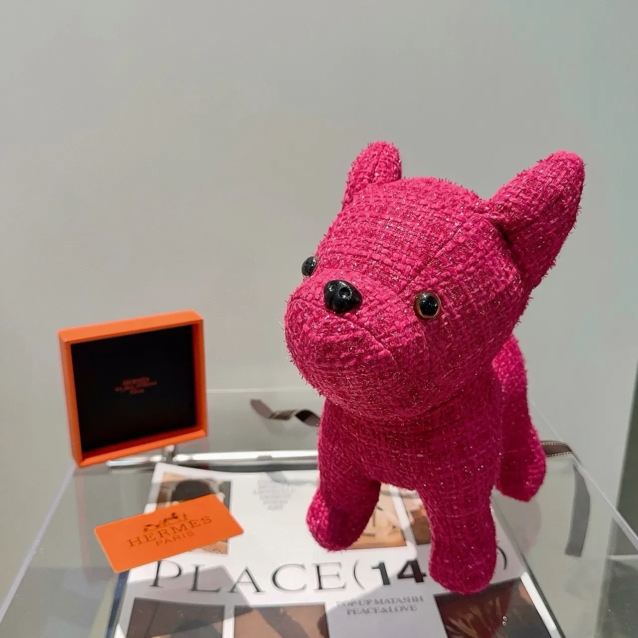 حقيبة Hermès وردي أسود منسوجة بنمط التوتي مضاف إليها لمعان 5