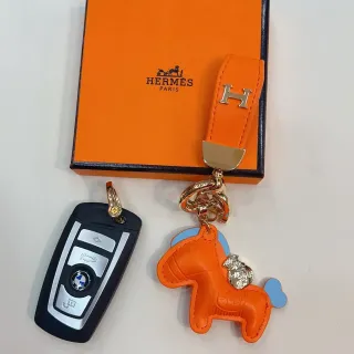 Hermès Rodeo Orange Blue Leather Horse Charm H-Logo Strap Handbag