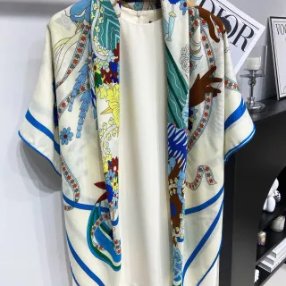 Hermès Spring Dance 140cm नीली रेशम की शॉल