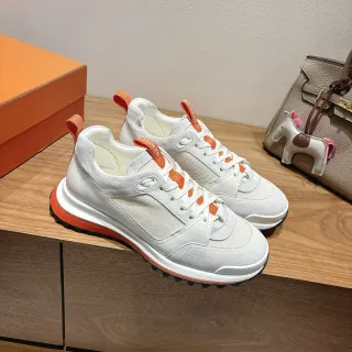 Hermès White and Orange Lifestyle Sneakers
