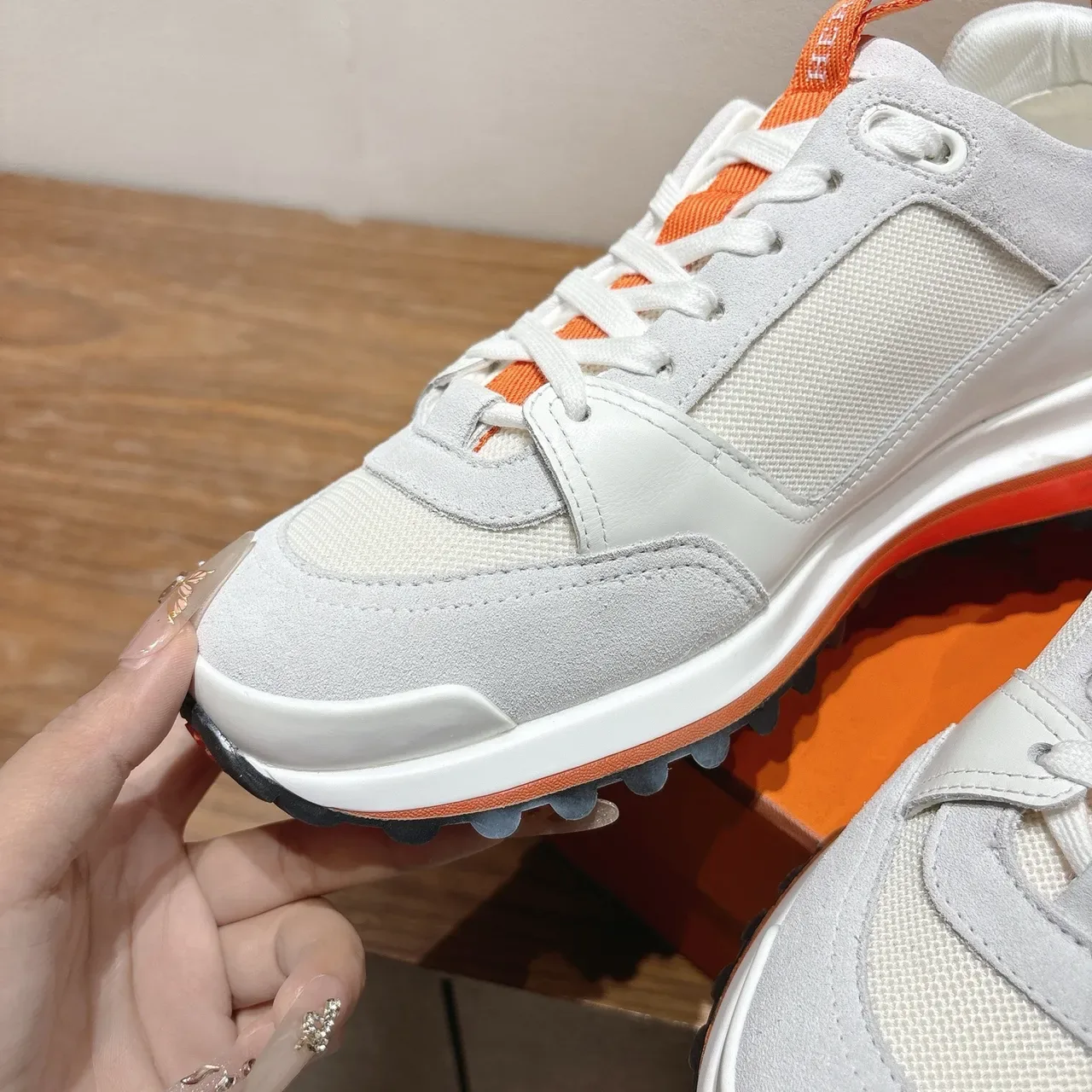 Hermès White and Orange Lifestyle Sneakers 2