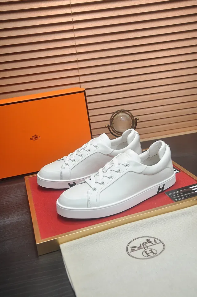 Hermès 白黑 极简 皮革 生活方式 运动鞋 4