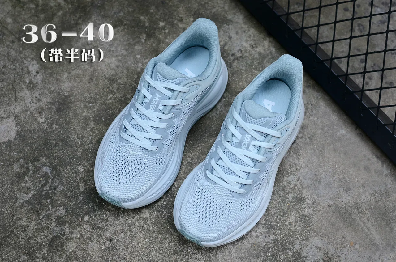 Hoka Blue White Maximalist Cushioning Engineered Mesh Upper Running Shoes 2