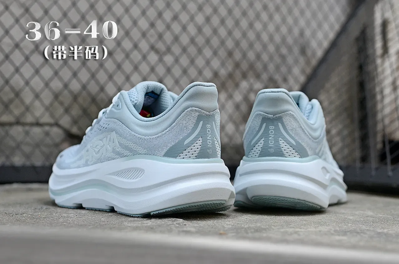 Hoka Blue White Maximalist Cushioning Engineered Mesh Upper Running Shoes 3