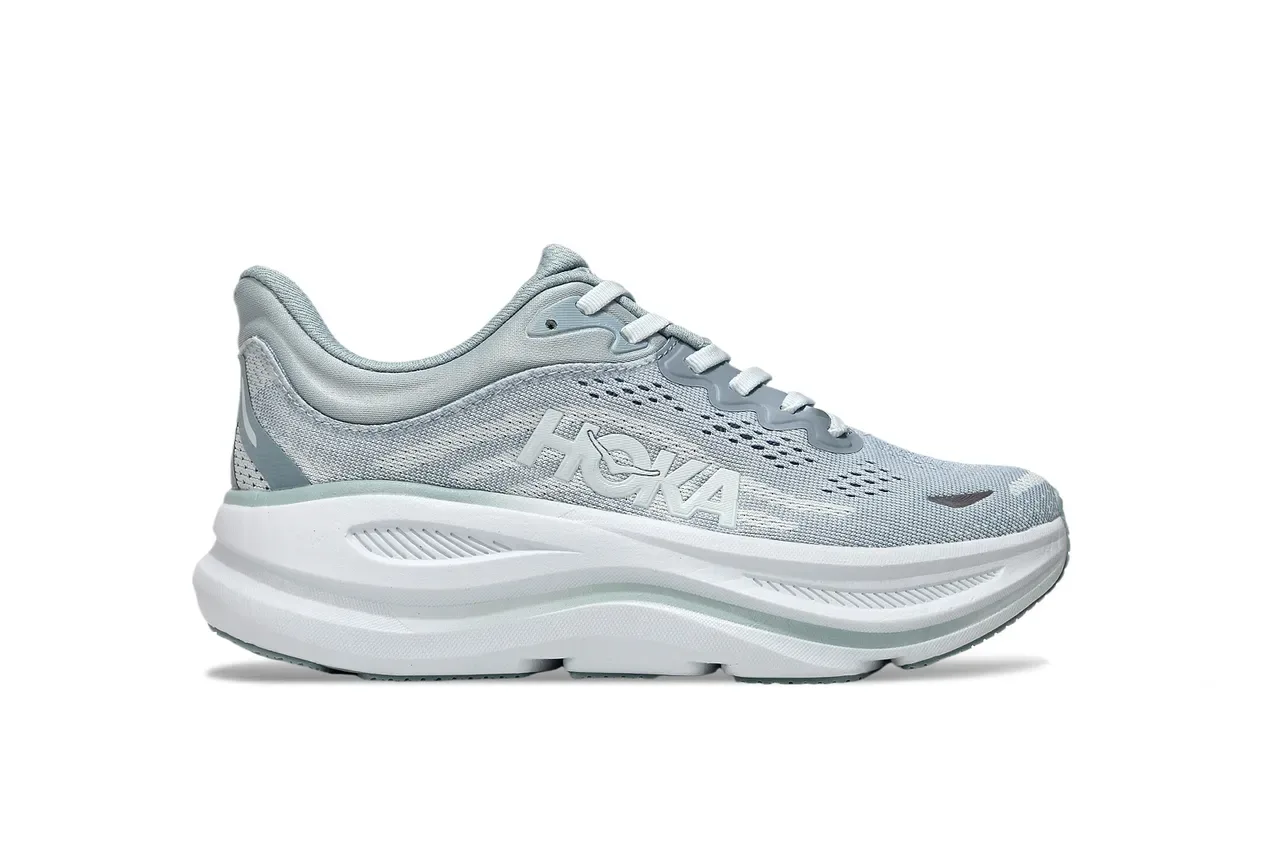 Hoka Blue White Maximalist Cushioning Engineered Mesh Upper Running Shoes 7