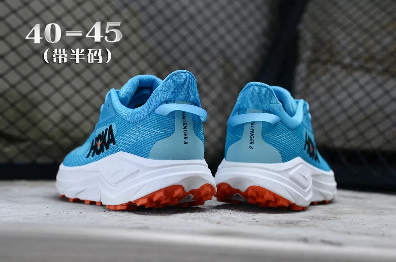 Hoka Clifton Light Blue and Orange Running Shoes 6
