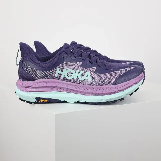 Hoka Clifton Purple Pink Knit Upper Rocker Sole Running Shoes 3