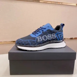 Hugo Boss 黑色蓝色针织网面鞋面几何叠加生活方式运动鞋