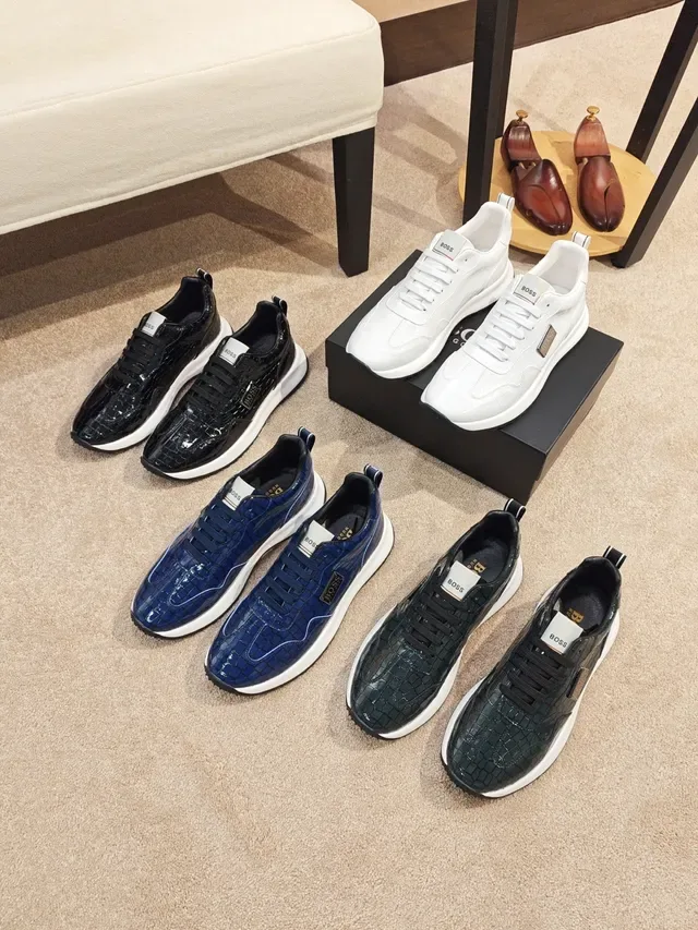 Hugo Boss Black Croc-Embossed Leather Lifestyle Sneaker 2