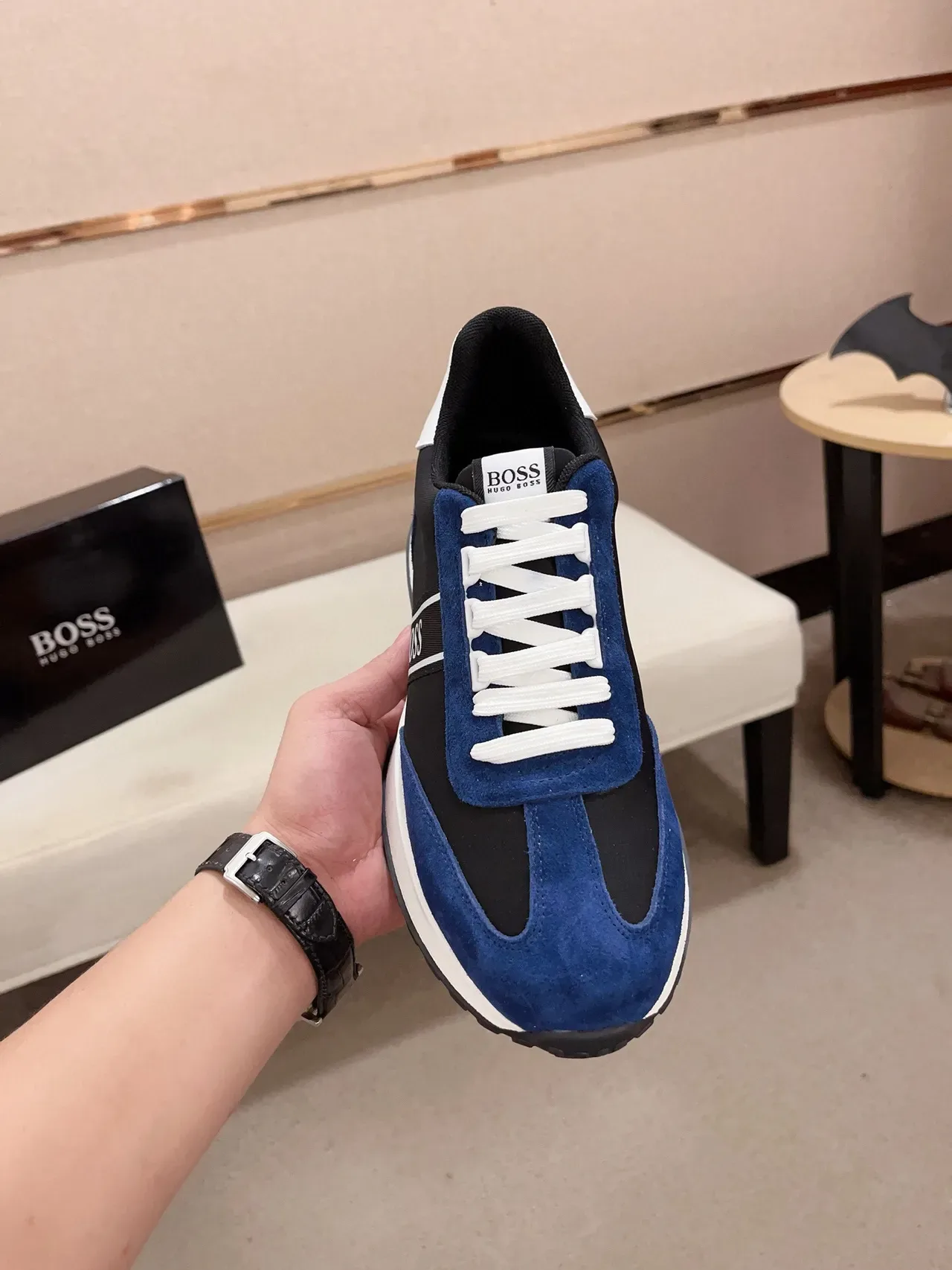 Hugo Boss Zapatillas Lifestyle de Ante Azul y Negro 2