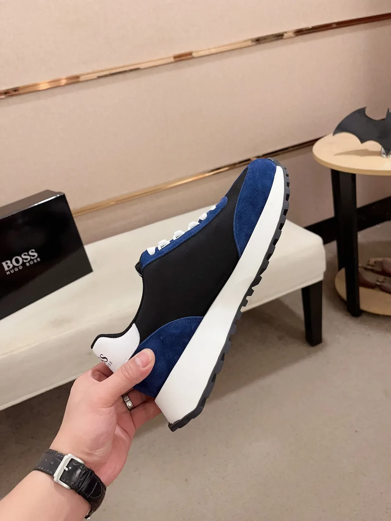 Hugo Boss Zapatillas Lifestyle de Ante Azul y Negro 5