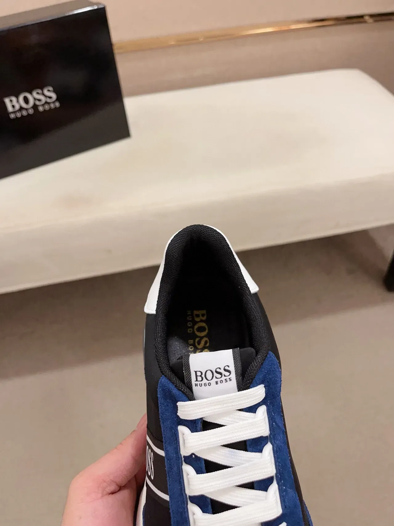 Hugo Boss Zapatillas Lifestyle de Ante Azul y Negro 6