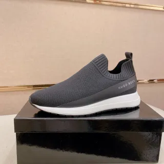 Hugo Boss 灰白针织一脚蹬休闲运动鞋