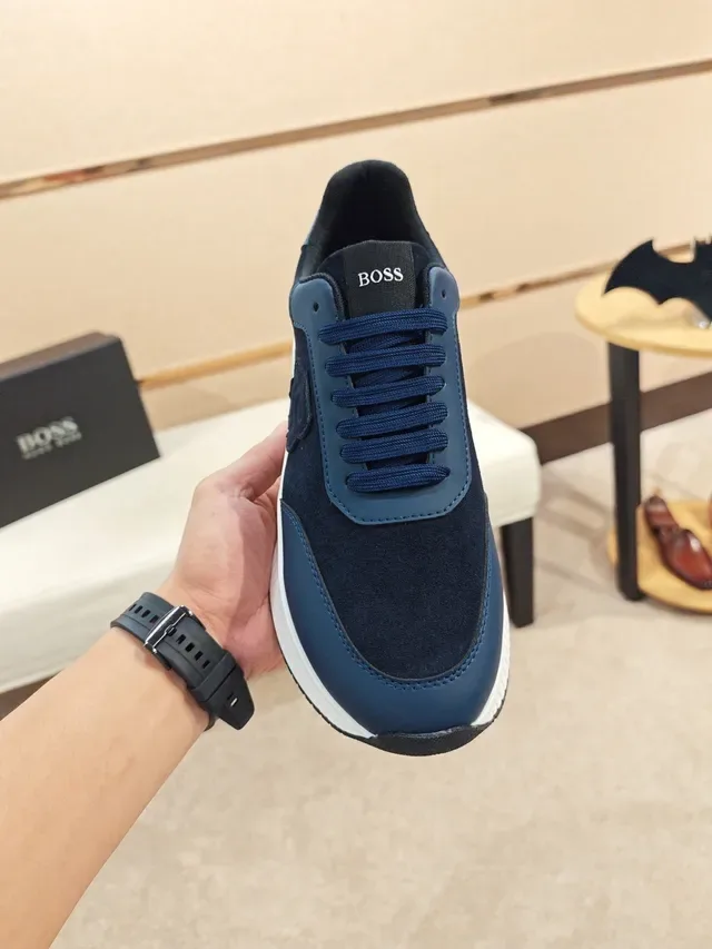 Hugo Boss Lifestyle 海军蓝麂皮和皮革低帮运动鞋 5