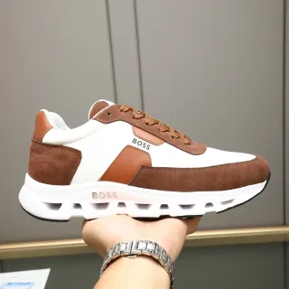 Hugo Boss Lifestyle Sneaker White and Brown Suede Leather Panel Sneakers