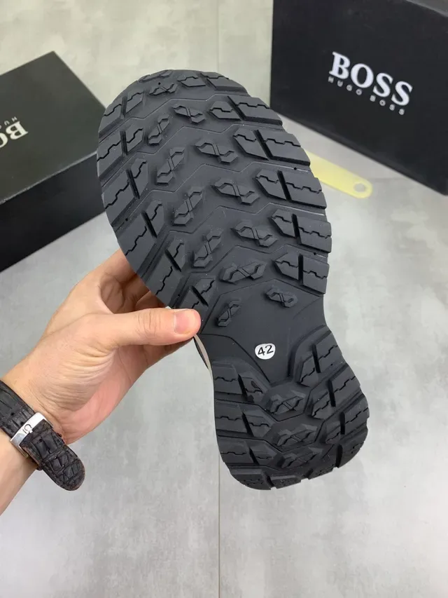 Hugo Boss Sneakers Lifestyle à Plateforme en Cuir et Maille Bleu Marine 2