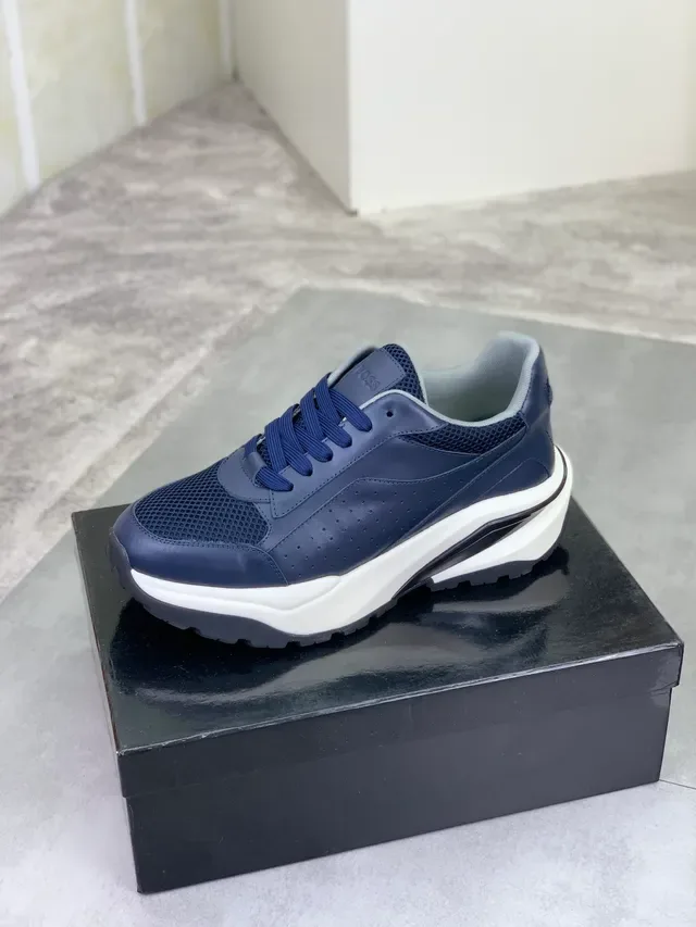 Hugo Boss Sneakers Lifestyle à Plateforme en Cuir et Maille Bleu Marine 4