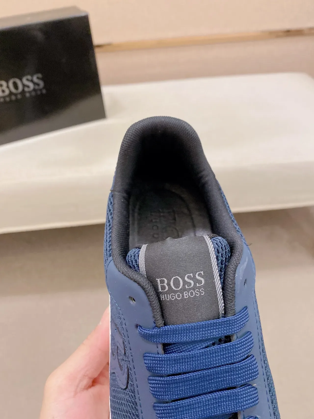 Sneakers Hugo Boss Navy Mesh et Synthétique 4