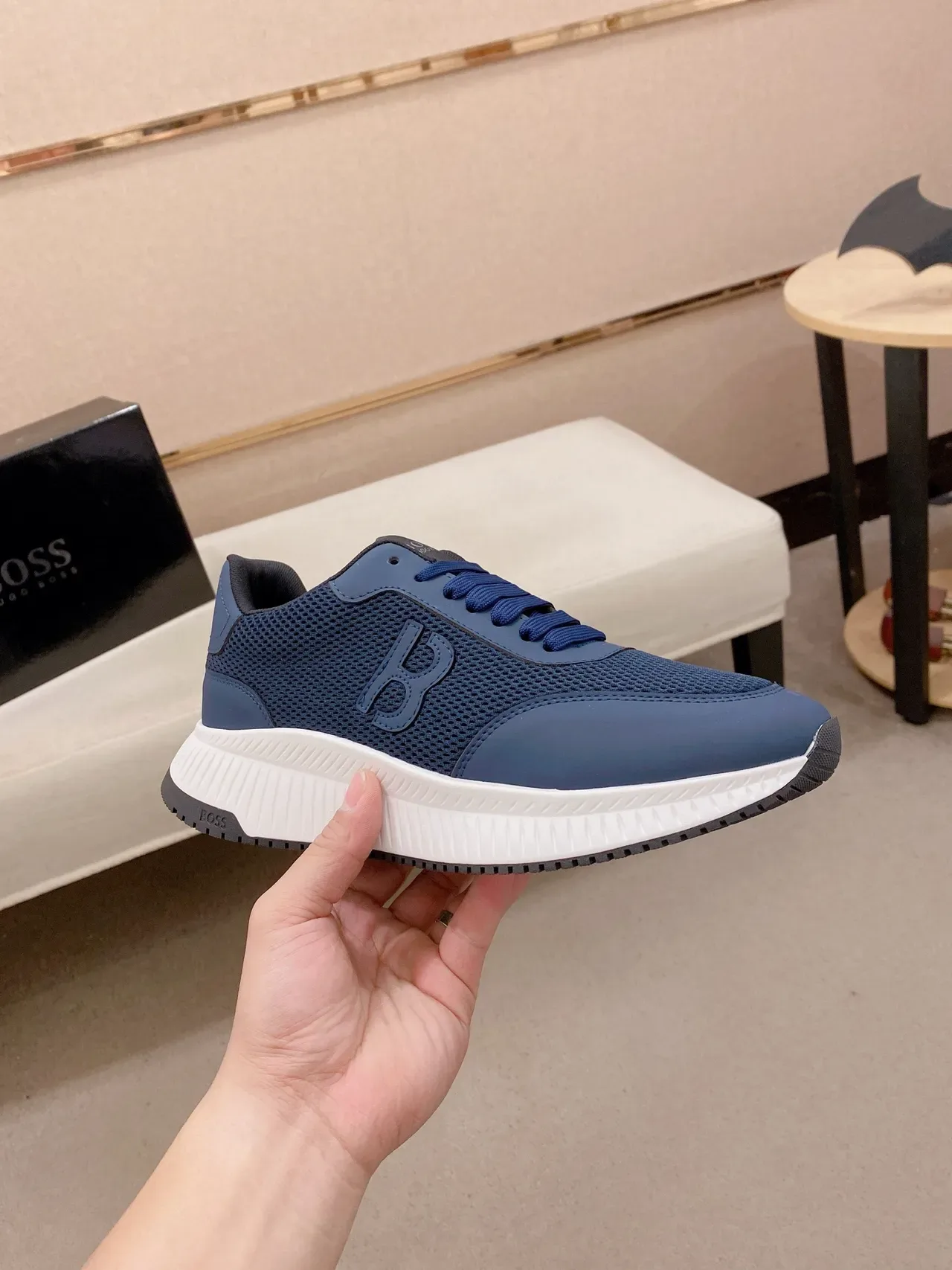 Sneakers Hugo Boss Navy Mesh et Synthétique 5