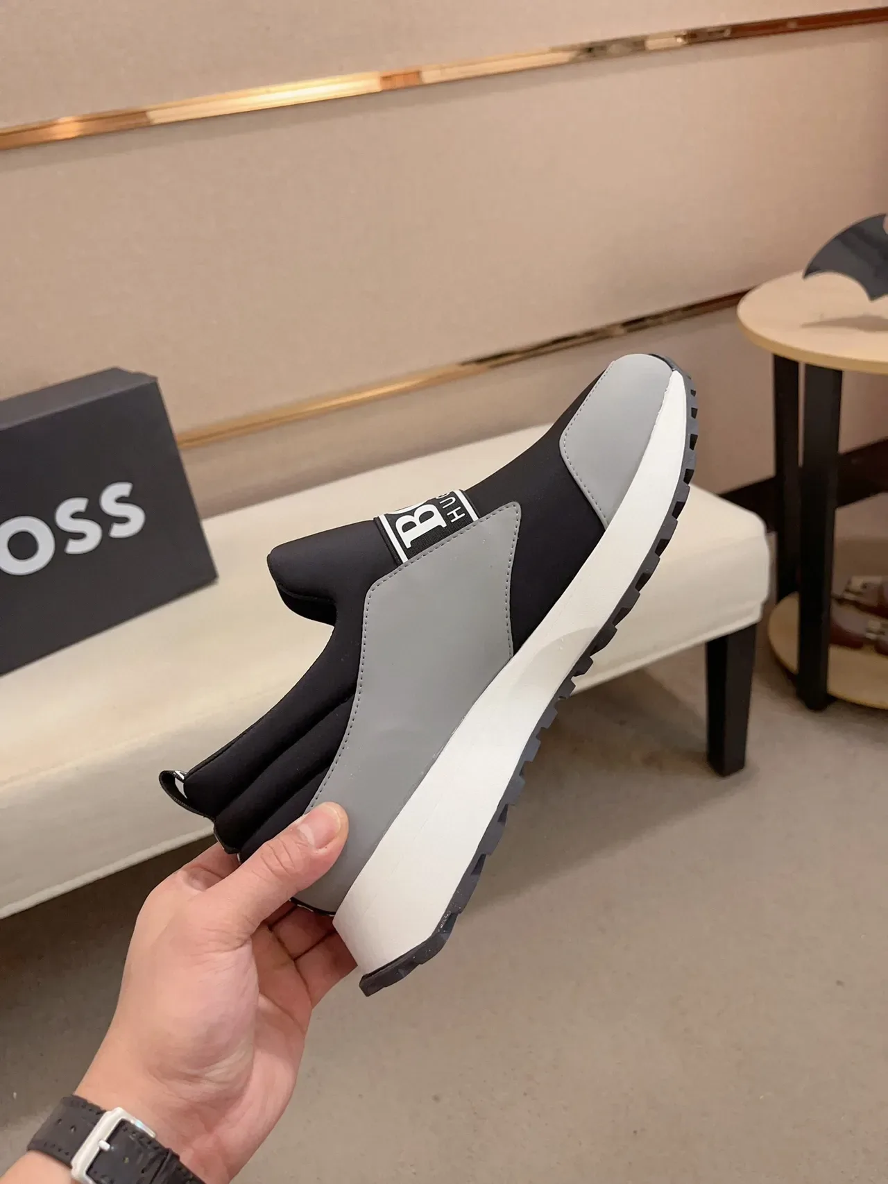 Hugo Boss Speed 黑灰 松紧带 套脚 生活方式运动鞋 5