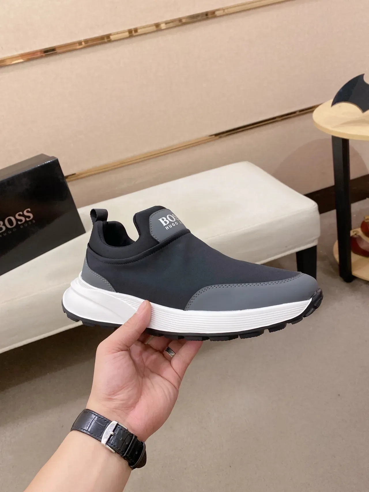Hugo Boss Speed Trainer Black Gray White حذاء سبورت أسلوب حياة 5