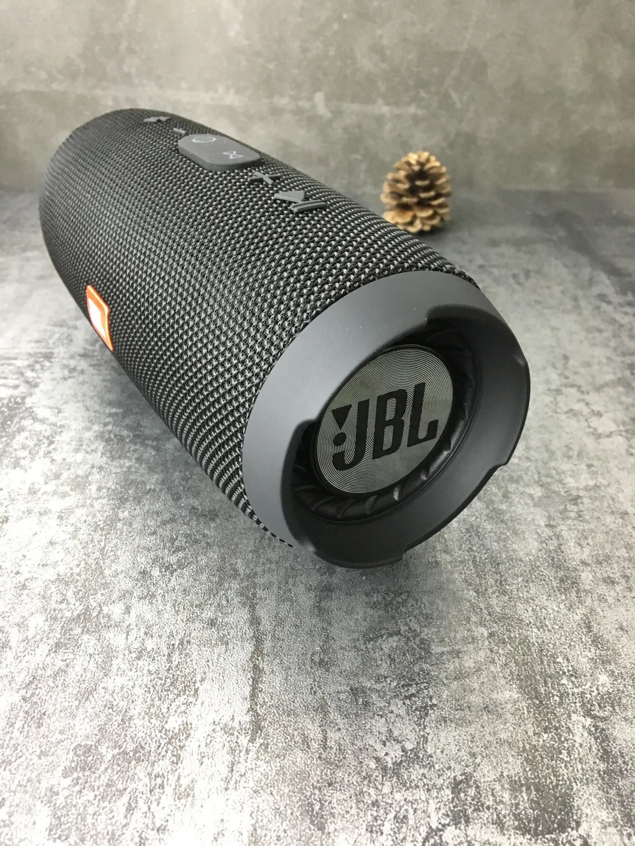 JBL Charge Preto Cinza Cilíndrico Tecido Tricotado Grelha Altifalante Portátil 8