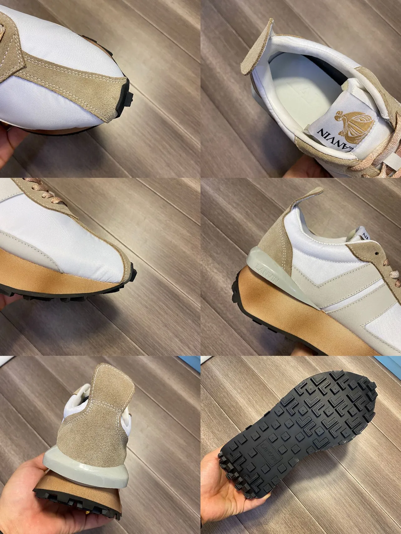 Lanvin Blanco Beige Multicapa Y Superficie Ante Encima Sneakers de Estilo de Vida 2