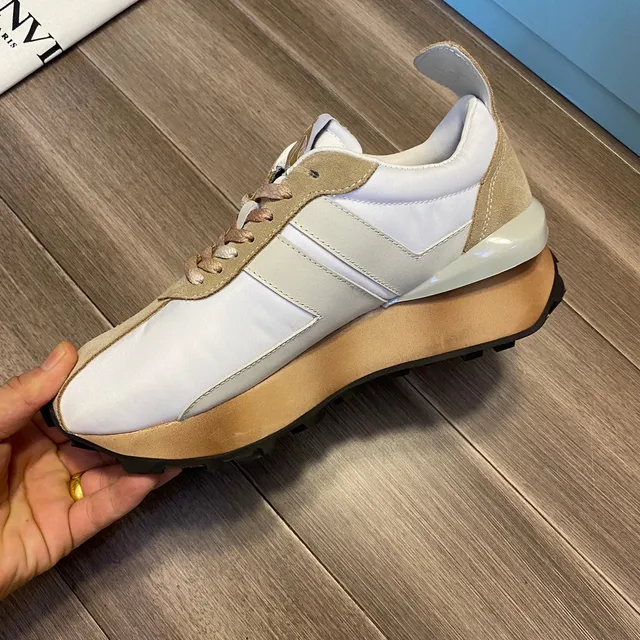 Lanvin Blanco Beige Multicapa Y Superficie Ante Encima Sneakers de Estilo de Vida 4