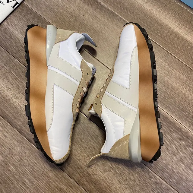 Lanvin Blanco Beige Multicapa Y Superficie Ante Encima Sneakers de Estilo de Vida 5