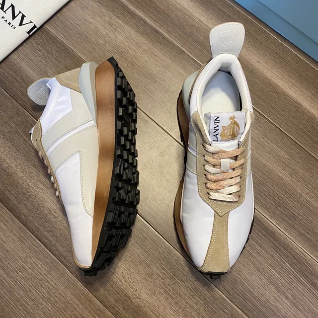 Lanvin Blanco Beige Multicapa Y Superficie Ante Encima Sneakers de Estilo de Vida 6