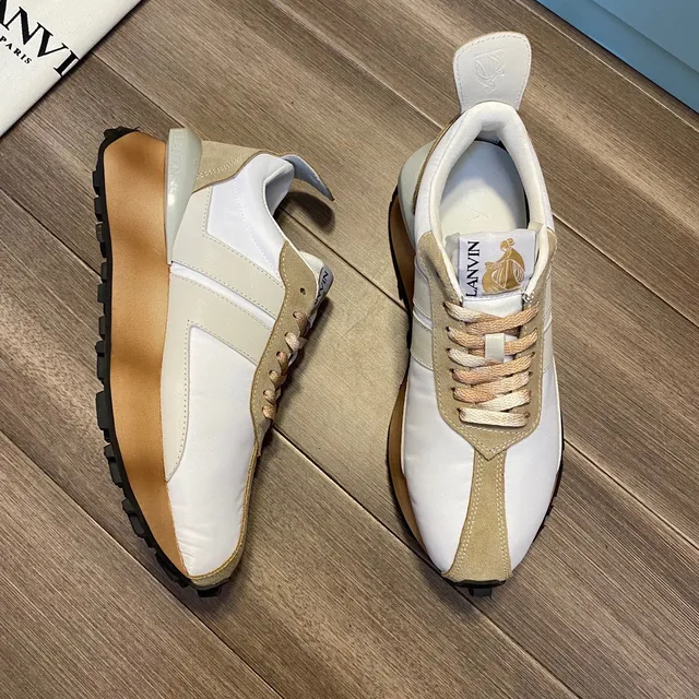 Lanvin Blanco Beige Multicapa Y Superficie Ante Encima Sneakers de Estilo de Vida 7