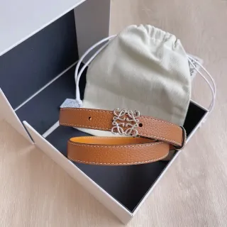 Loewe Anagram Belt Brown Orange Pebbled Contrasting Lining Leather Belt