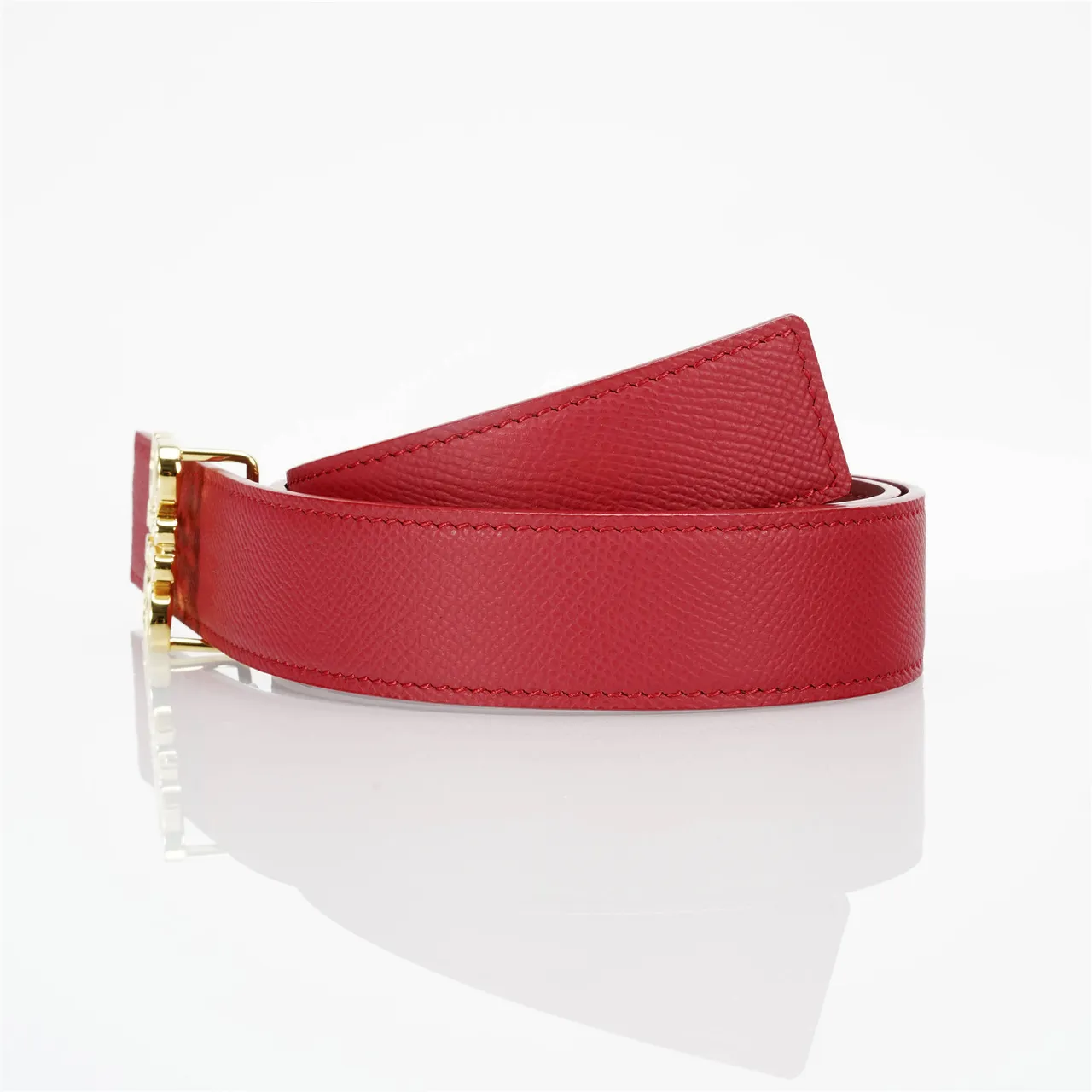 Loewe Anagram Belt Ceinture en cuir texturé rouge 3
