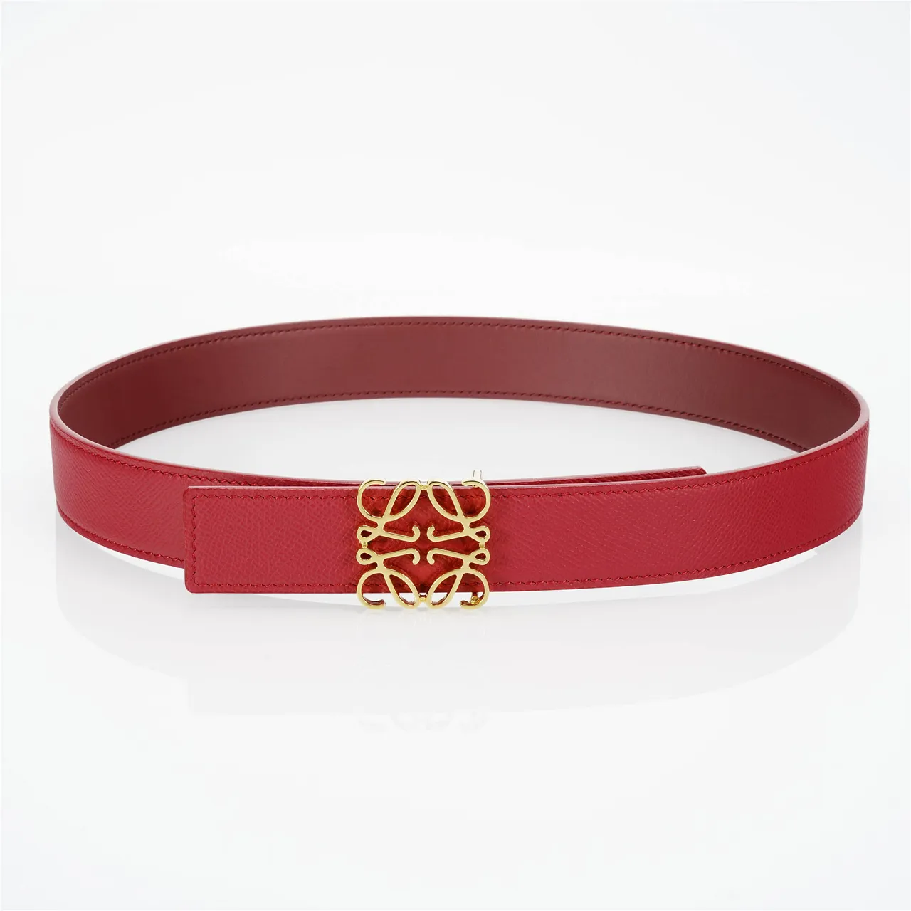 Loewe Anagram Belt Ceinture en cuir texturé rouge 9