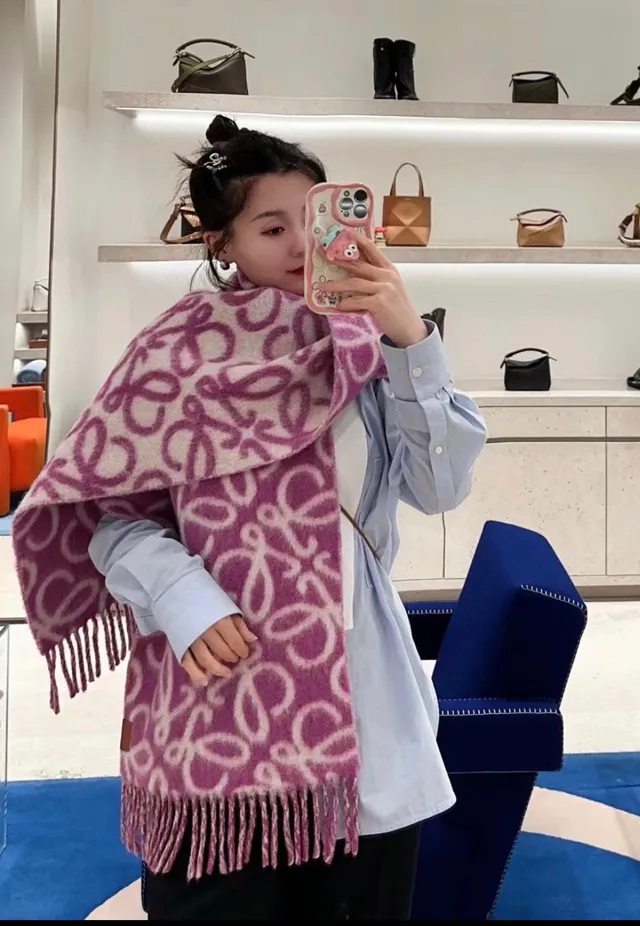 Loewe Anagram Jacquard বেঙ্গুনি ক্যাশমিয়ার স্কার্ফ 2